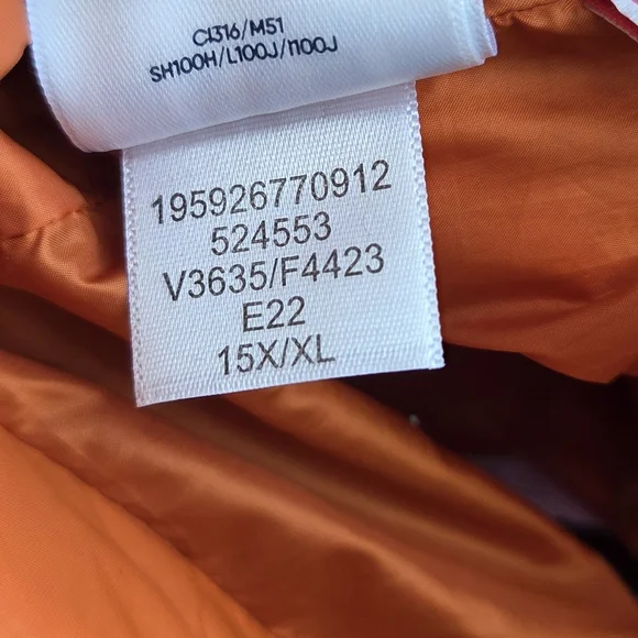 Lands' End Kids Orange ThermoPlume Packable Hooded Jacket XL 14-16 Unisex